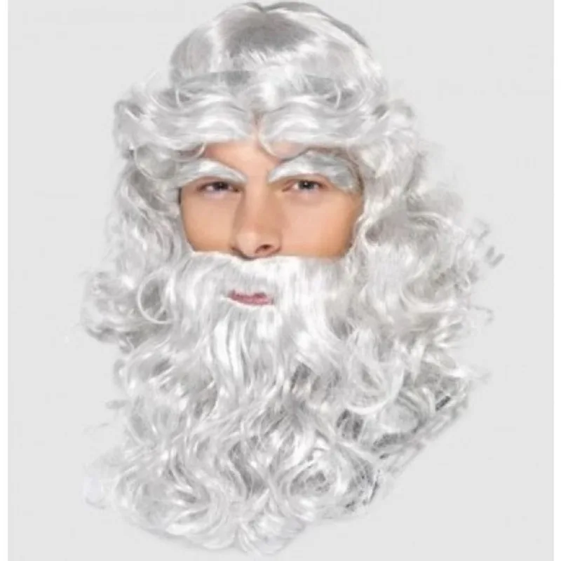 Peruca e Barba Sintética Papai Noel Luxo