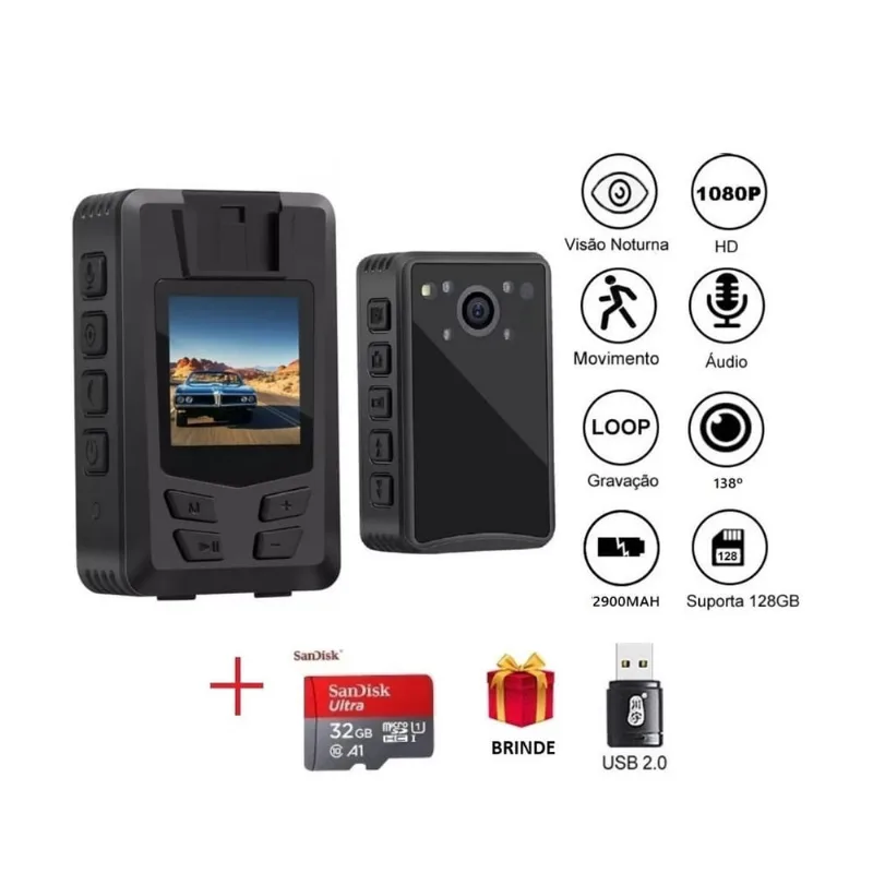 Câmera Com Display Discreto A23 Infidelidade Body Cam 32gb Produto no Brasil