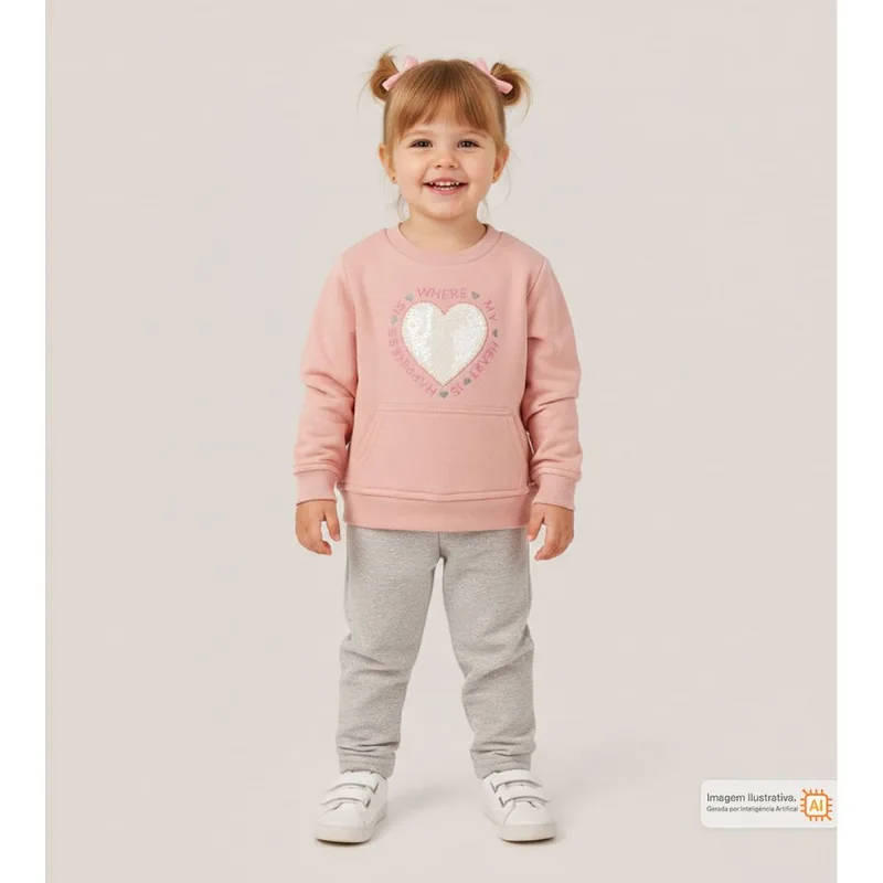 Conjunto Moletom Happiness - 395649 Rosa - 2