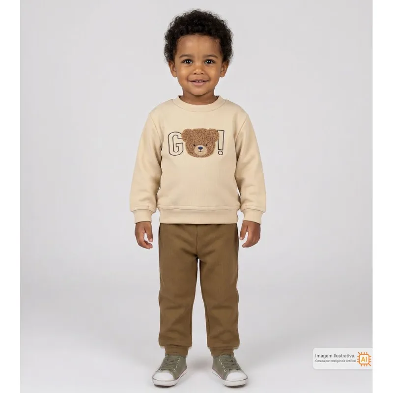 Conjunto Moletom Urso Marrom - 1