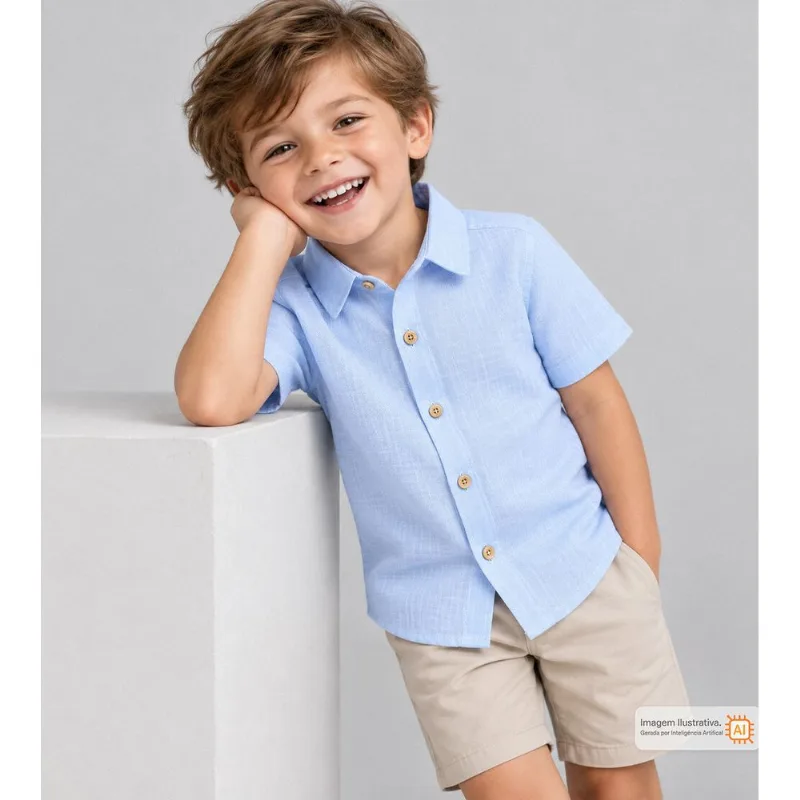 Camisa Infantil Verão Azul - 4
