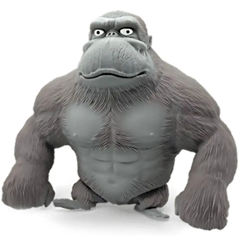Boneco Antiestresse Rongee Kong Gorila Textura Macia Elástica Atóxica Preto Oem