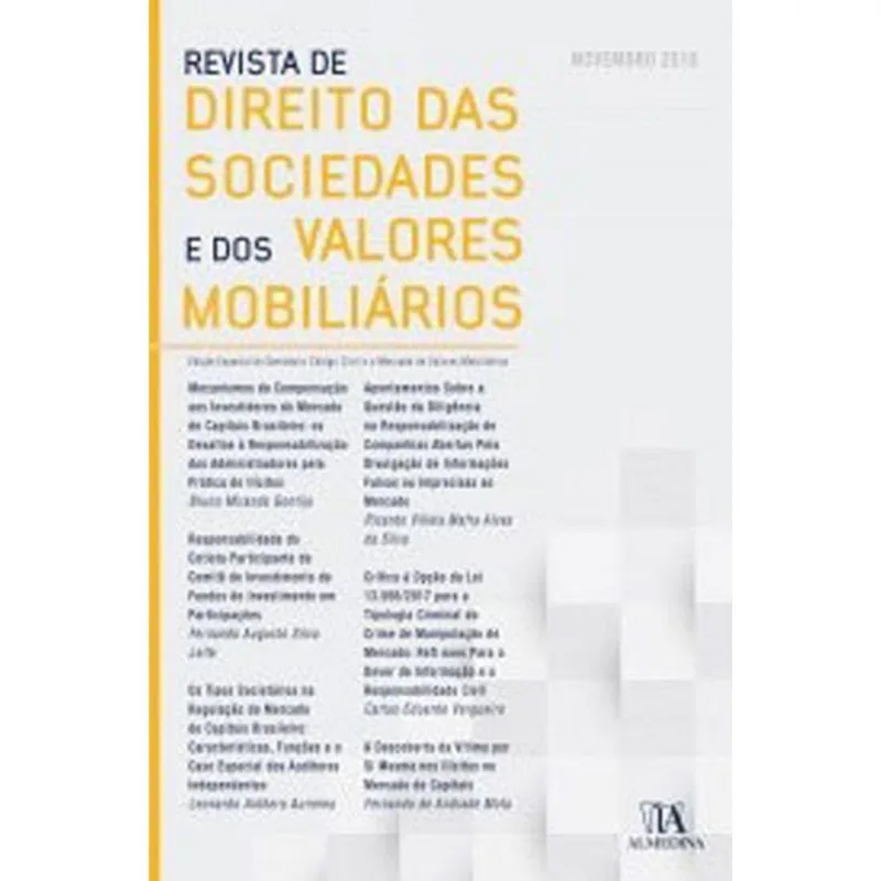 REVISTA DE DIREITO DAS SOCIEDADES E DOS VALORES MOBILIARIOS - NOVEMBRO 2018