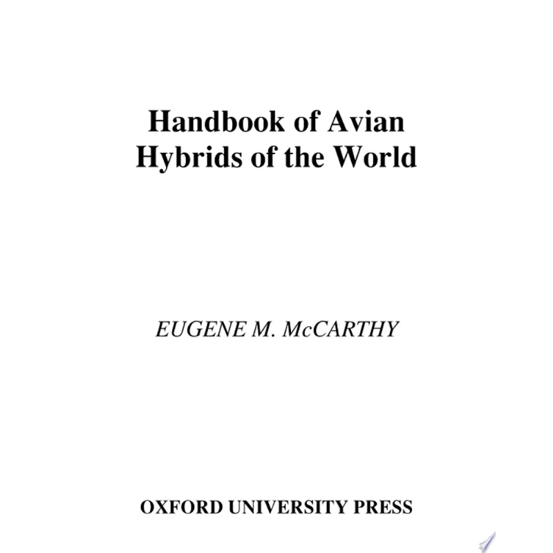 HANDBOOK OF AVIAN HYBRIDS OF THE WORLD