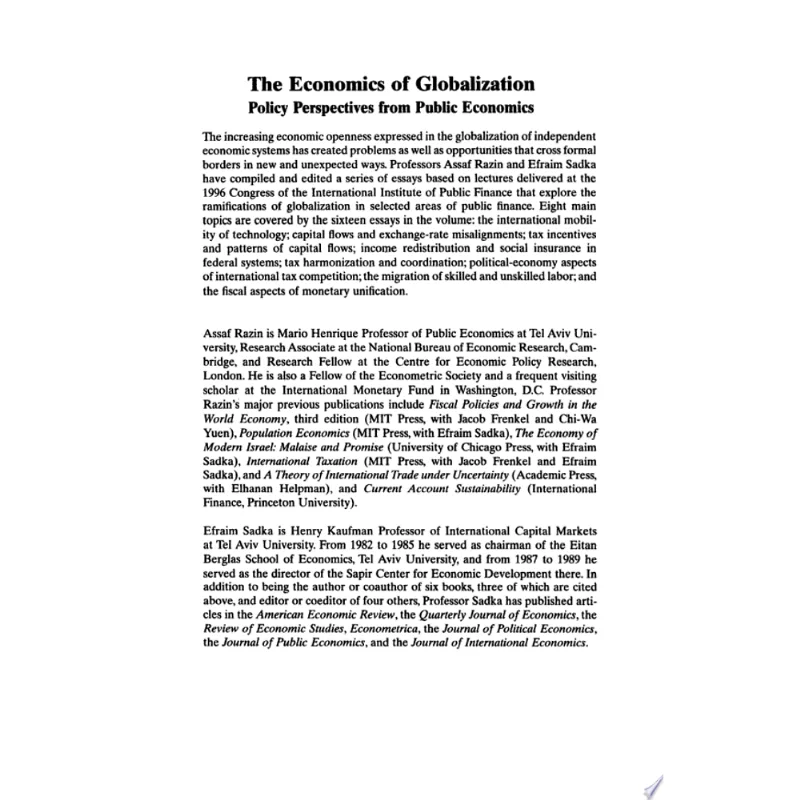 ECONOMICS OF GLOBALIZATION, THE