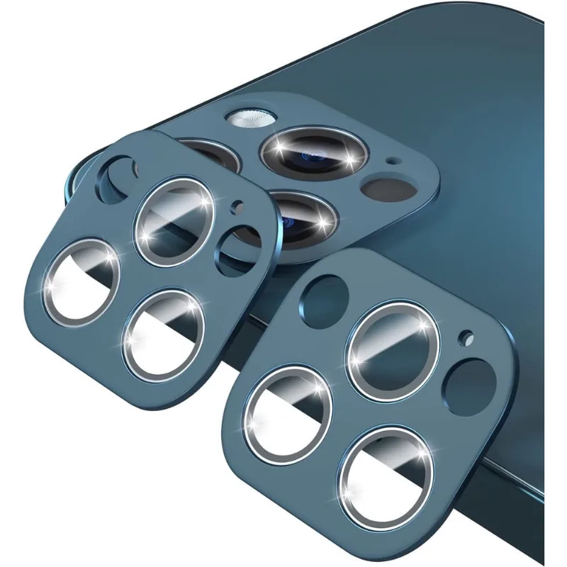 Pacote com 2 Compatível com protetor de lente de câmera - Azul Pacífico Moldura de liga Vidro temperado Peso leve Fácil de instalar Design de uma peça Nova versão Azul Pacífico- (2 unidades) iPhone 12