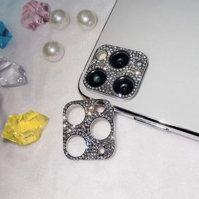 Pacote com 2 protetores de capa de lente de câmera compatível com iPhone 12 proProtetor de adesivo de capa de lente de câmera Bling Diamond (prata) para iPhone 12 Pro - prata -