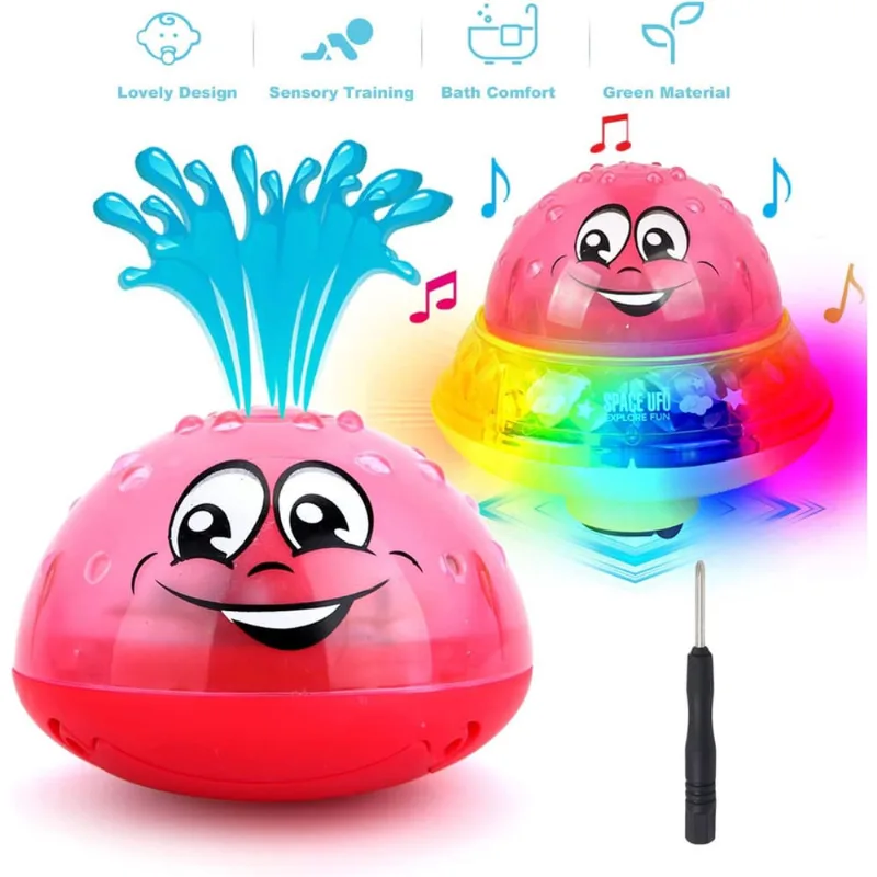 Brinquedos de banho para crianças de 3 a 4 anos, brinquedos de banho de indução automática com brinquedos de banheira de fonte de música com luz led, brinquedo de água com spray de indução 2 em 1 e ca