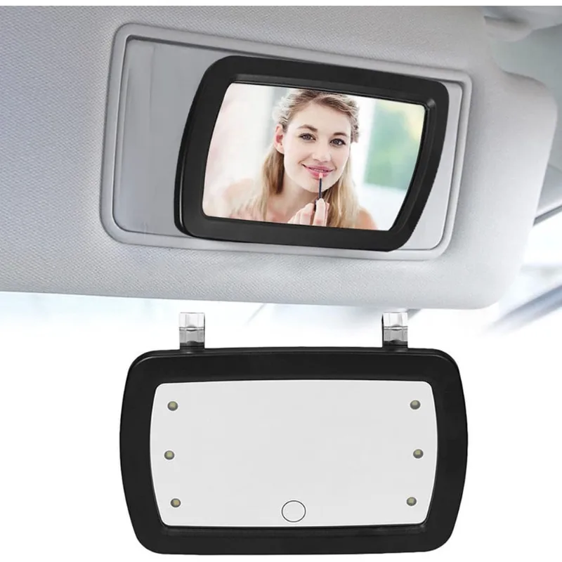 Espelho de viseira de carro com luzes led, espelho cosmético de maquiagem Sun-Shading Espelho de maquiagem de automóvel com tela sensível ao toque para vários acessórios de automóveis de caminhão de c