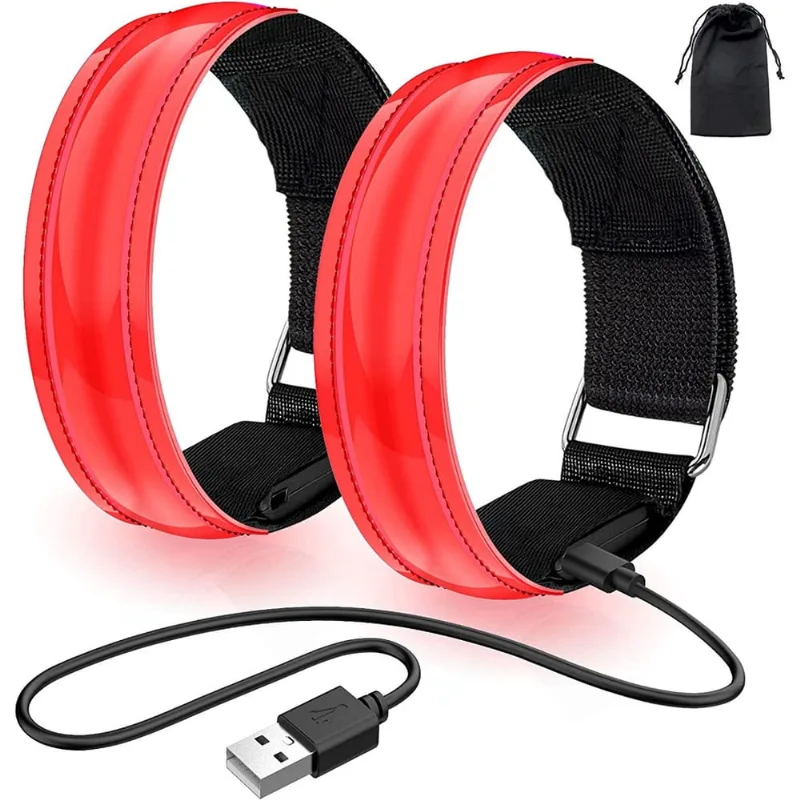 Braçadeira LED recarregável Luzes de corrida LED de alta visibilidade para corredores Equipamento de corrida reflexivo iluminam braçadeiras refletores Acessórios para presentes de corrida para homens/