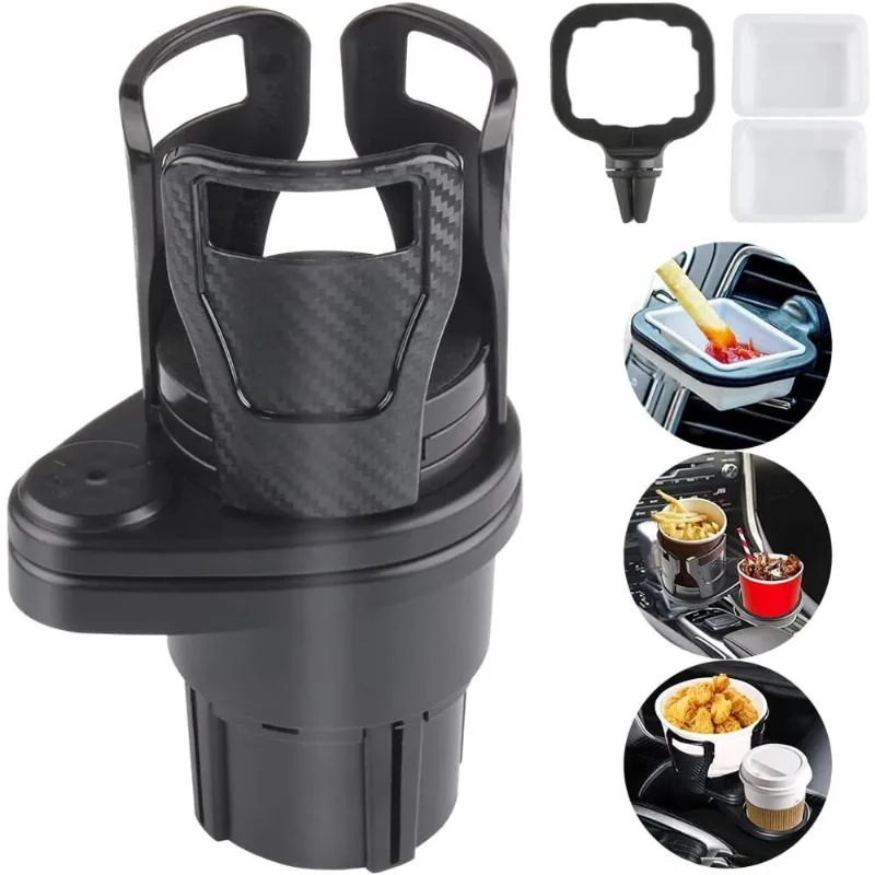 Acessórios de carro Suporte de copo duplo para carro, Suporte de garrafa de água para carro, Suporte de copo ajustável multifuncional de 360 graus, Extensor de suporte de copo de carro, 1 clipe de mer