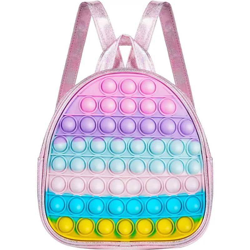 Mochila Pop Fidget para meninas Bolsa pop Bolsa de ombro Fidget Toys Novidade Sensory Pop Fidget Bag para crianças Mochila infantil Lembrancinhas de festa de aniversário Melhores presentes Alívio do e