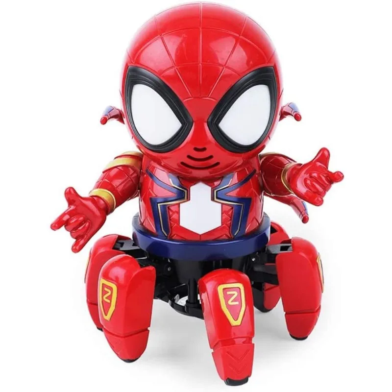 - Robô aranha legal com seis patas - luzes coloridas, música, dança em movimento - para crianças a partir de 3 anos (vermelho)