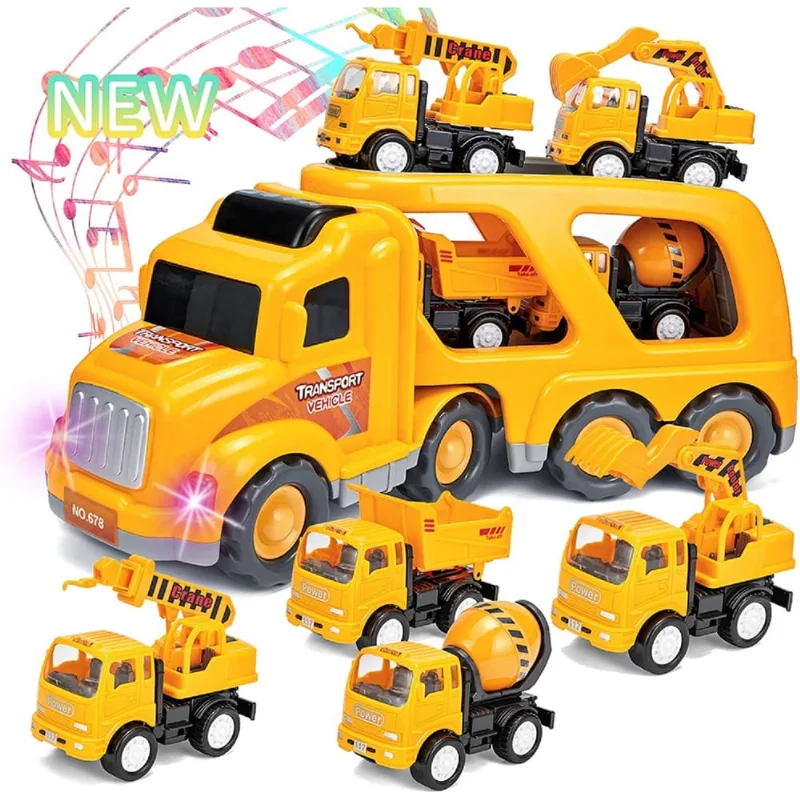 Conjunto de Brinquedos de Transporte c/ Som e Luz p/ Crianças 1-4 anos