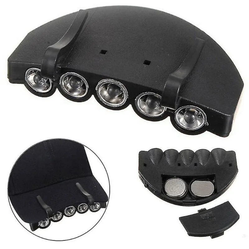 Lanternas faróis 5 led cap montado luz clip-on lâmpada chapéu farol mini tenda