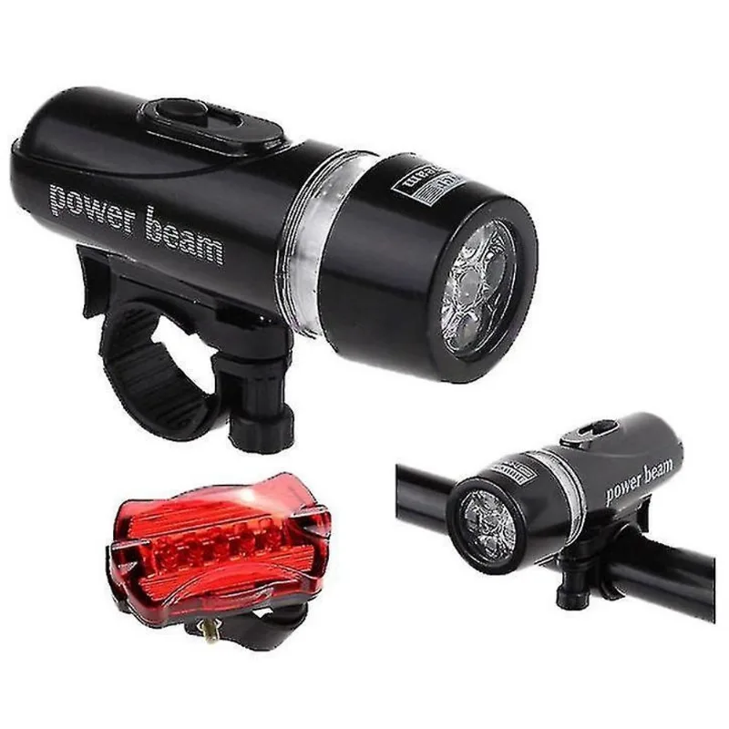 Bicicleta peças pequenas bicicleta super brilhante mini luz frontal e luz traseira conjunto 5 led night riding safety warning light