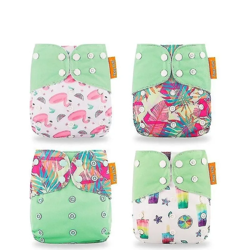 Fraldas Conjunto de 4 peças de fraldas de pano ecológicas reutilizáveis laváveis adequadas para bebês de 0 a 2 anos de idade de 3 a 15 kg