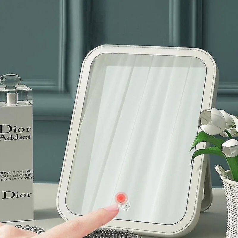 Espelhos faciais 3 cores luzes espelho cosmético ajustável lâmpadas led conectando e carregando espelhos de maquiagem branco