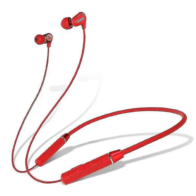 Fones de ouvido fones de ouvido lenovo he08 sem fio montado no pescoço esportes bluetooth 5.0 fone de ouvido vermelho