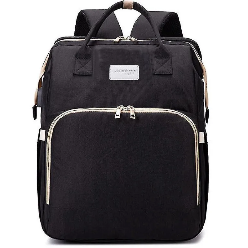 Mochilas portátil dobrável berço mãe e bebê bolsa mãe e bebê mochila preta
