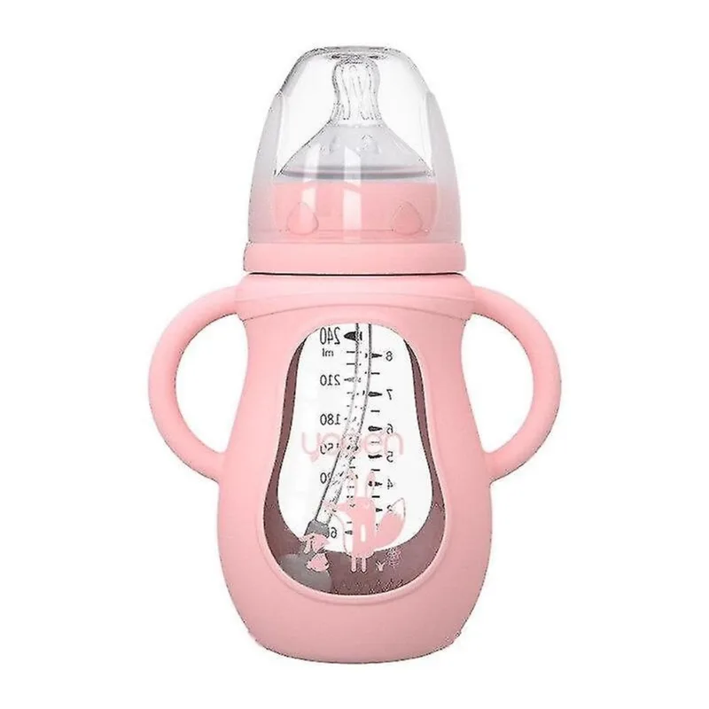 Mamadeiras de bebê mamadeira de vidro recém-nascido garrafa de água de palha de silicone conjunto de alimentador de bebê garrafas de copo bico de pato