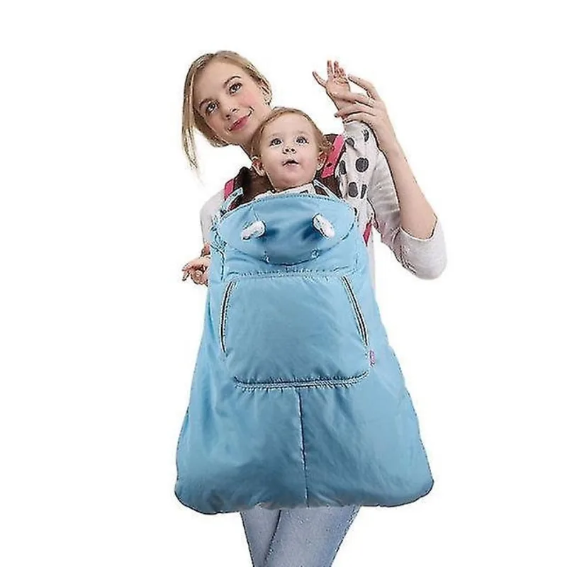 Porta-bebês capa de portador de bebê capa mais quente de inverno capa corta-vento infantil casaco de veludo impermeável mochila azul