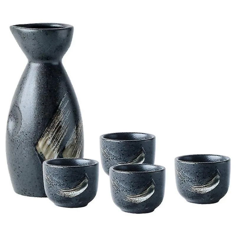 Decantadores pintados à mão conjunto de vinho de saquê de cerâmica 35 170ml sensação de mão fosca 1 frasco de quadril 4 xícaras