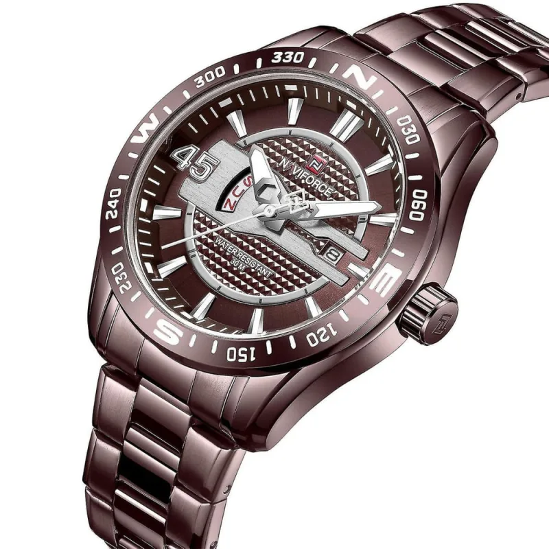Montagens de racks de computador 9157 pulseira de aço inoxidável à prova d'água relógio de quartzo calendário data automática homens relógio 01 cor - Não Disponível - Esporte E Lazer