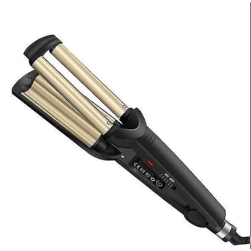 Alisadores de cabelo ferro de frisar profissional de 3 pontos com efeito encaracolado 200° c preto