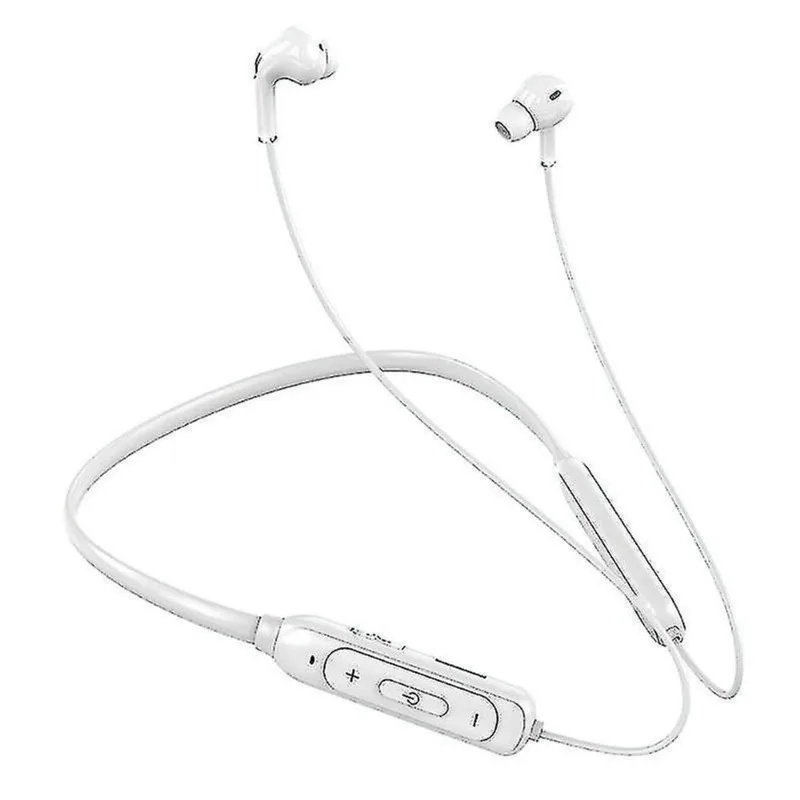 Fones de ouvido fones de ouvido m60 8d som surround sem fio montado no pescoço 5.1 bluetooth fone de ouvido suporte cartão tf modo mp3 branco
