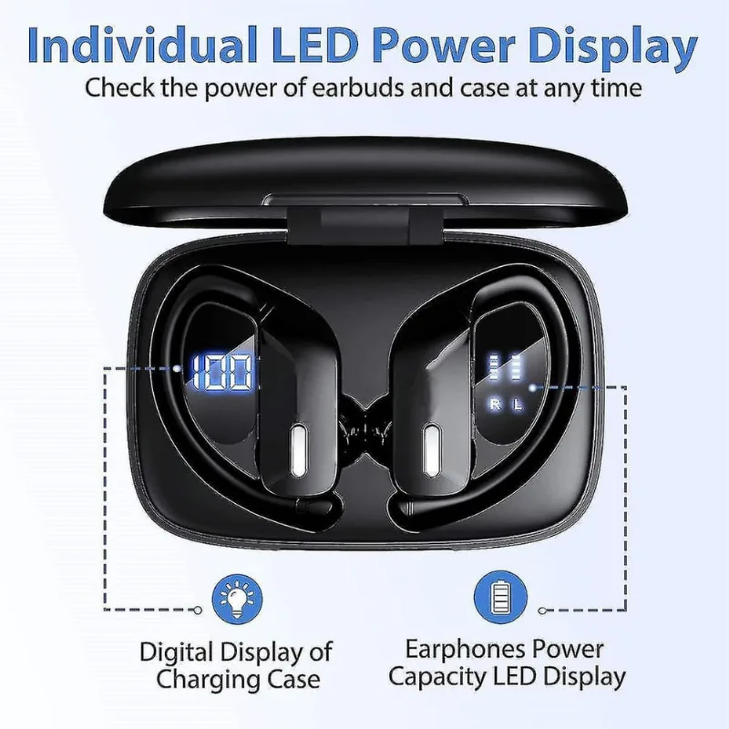 Fones de ouvido fones de ouvido sem fio fones de ouvido bluetooth chronus fones de ouvido intra-auriculares sem fio 48h tempo de reprodução com led