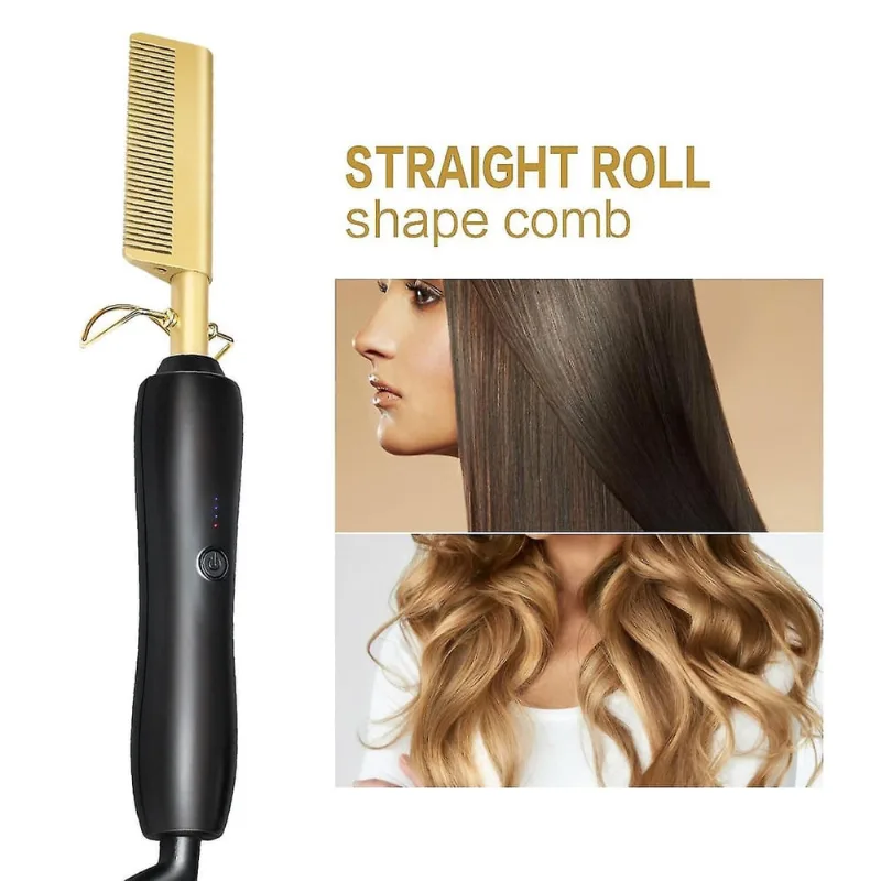 Ferros de ondulação escova de cabelo alisador pente quente cabelo seco e molhado ondulação ferro ondulado cabelo cachos pente dourado