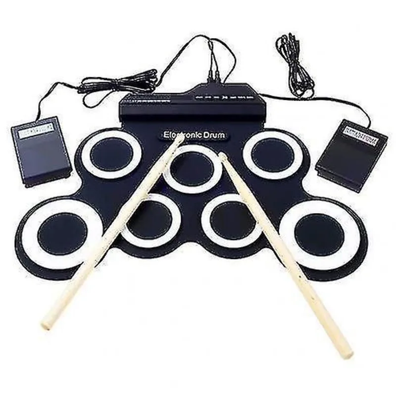 Bateria Eletrônica Infantil de Silicone Dobrável com Enrolador Manual