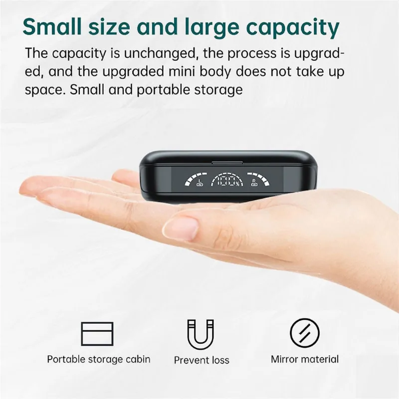 Metal Flash Display Digital Touch-control Fones de ouvido Bluetooth sem fio TWS-Headphones Earbuds Headset Ipx5 1200mah Lixeira de carregamento