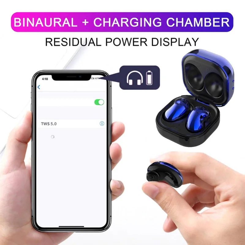 Relógio Tela colorida Display digital Controle de toque Fones de ouvido Bluetooth sem fio TWS-Headphones Fones de ouvido Fone de ouvido longo