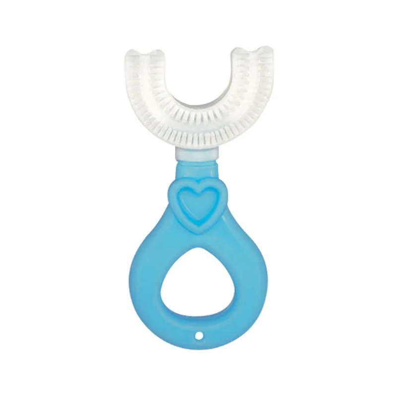 Escova de dentes infantil em forma de U Bebês e crianças pequenas de 2 a 12 anos com artefato de limpeza de dentes de cabelo macio de silicone