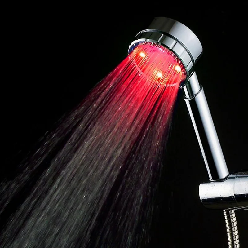 O sensor de temperatura 3 cores do sprinkler do banheiro conduziu a cabeça de chuveiro leve
