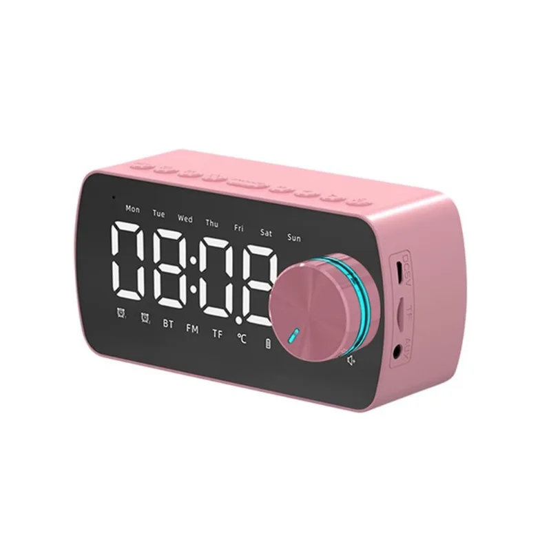 Relógio Espelho Sem Fio Bluetooth Speaker Presente Portátil Mini Voz Broadcast Alarm Clock