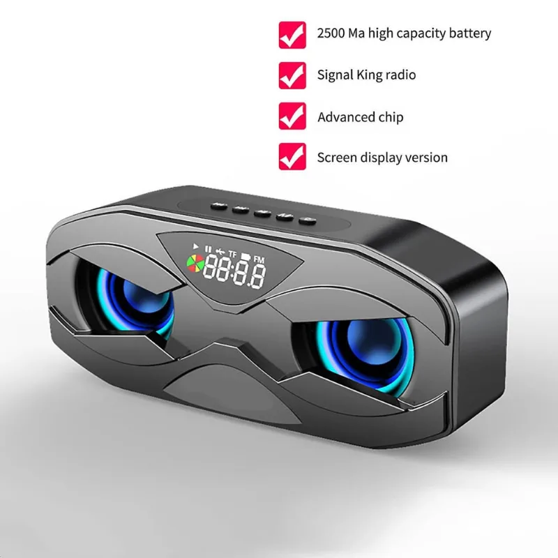 M4 Sem Fio Bluetooth Speaker Subwoofer Desktop Led Relógio Coruja Rádio Som Pequeno
