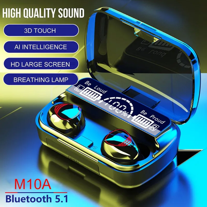 M10a Ipx7 Bluetooth 5.0 Headset Fones de ouvido sem fio Fones de ouvido fone de ouvido estéreo A
