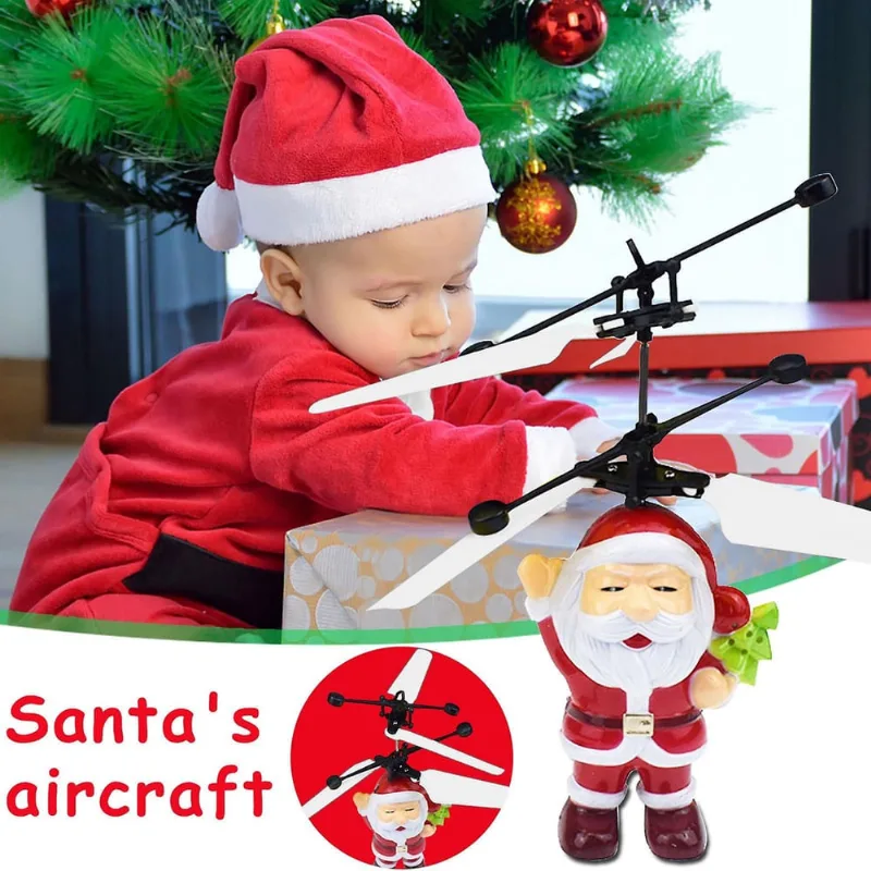 Sensor infravermelho elétrico bola voadora Natal Papai Noel helicóptero levou luz