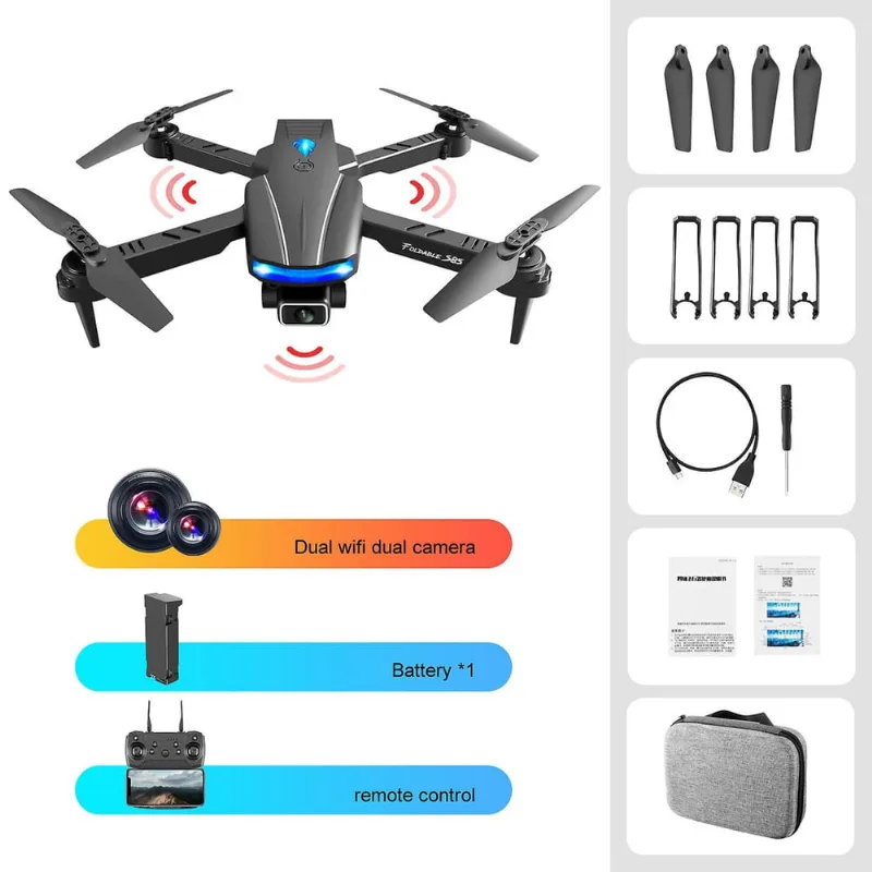 S85 Evitação de obstáculos de três lados Uav Quadcopter 4k Aérea Hd Câmera Dupla Versão Wifi Aeronave de Controle Remoto Dobrável