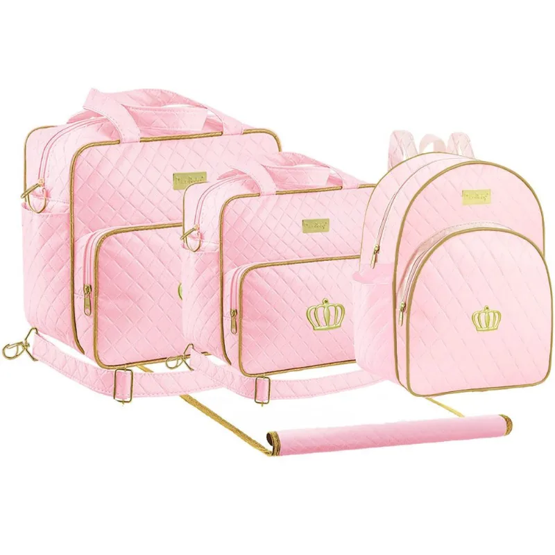 Kit Bolsa Maternidade Rosa Plike Baby TM-DR3