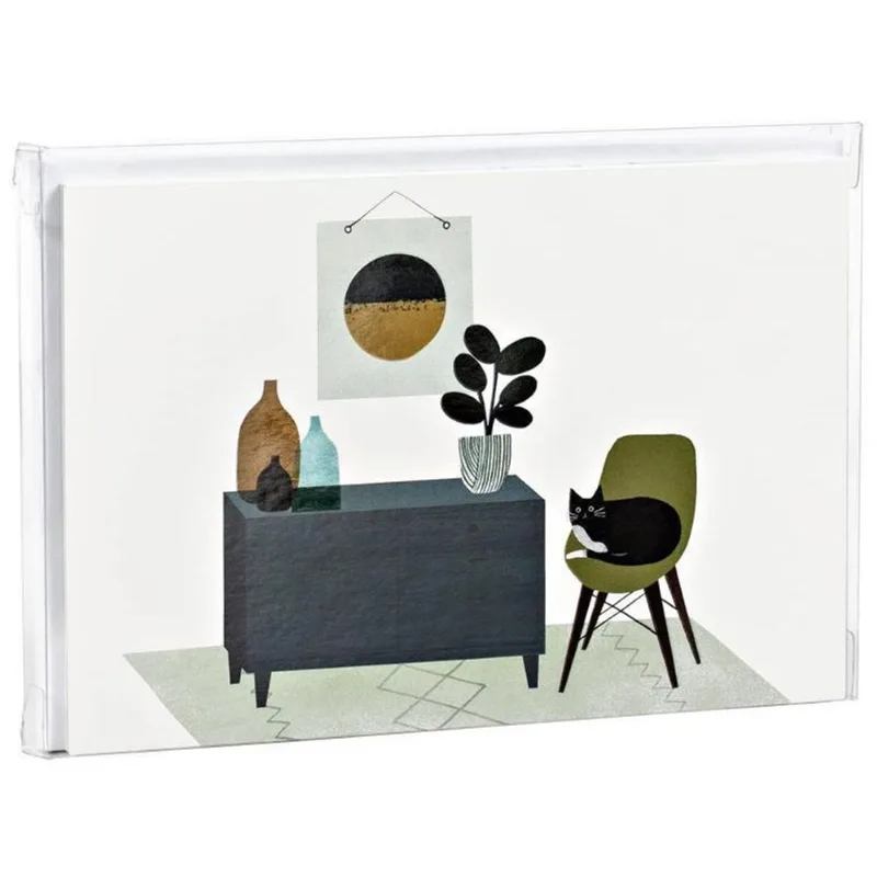 OLIVE'S HOUSE TUXEDO CAT BIG NOTECARD SET - 17,80x12,00