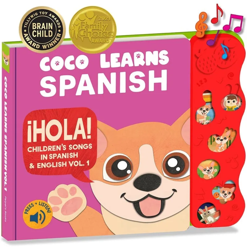 Novo! Coco aprende espanhol: livros musicais espanhóis para crianças Libros en Español para Niños Livros Infantis Bilíngues e Brinquedos para Bebês Ju - Não Disponível - Livros