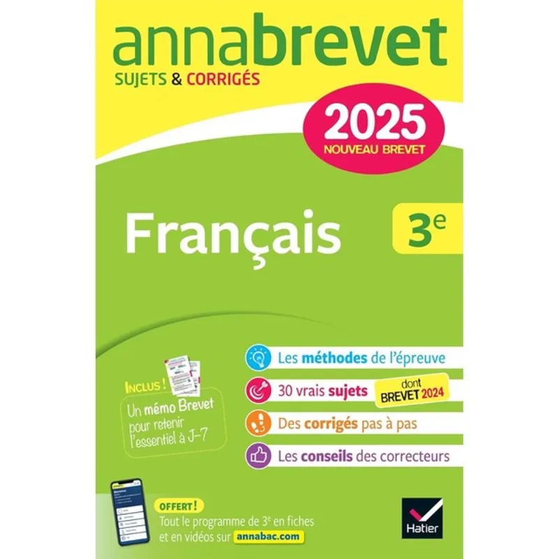 FRANÇAIS 3E - ANNABREVET 2025 - NOUVEAU BREVET