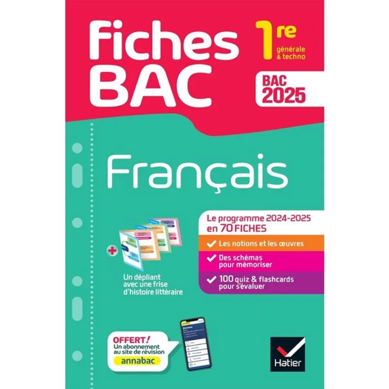 FICHES BAC FRANÇAIS 1RE - GÉNÉRALE & TECHNO - BAC 2025