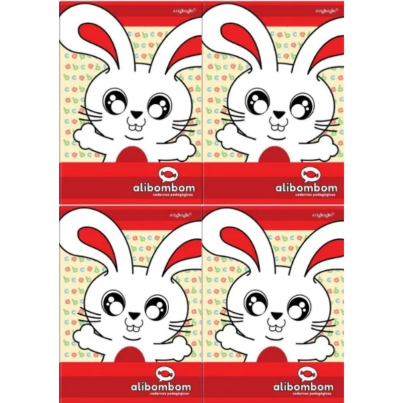 Kit 4 Cad AliBombom Vermelho Capa Dura