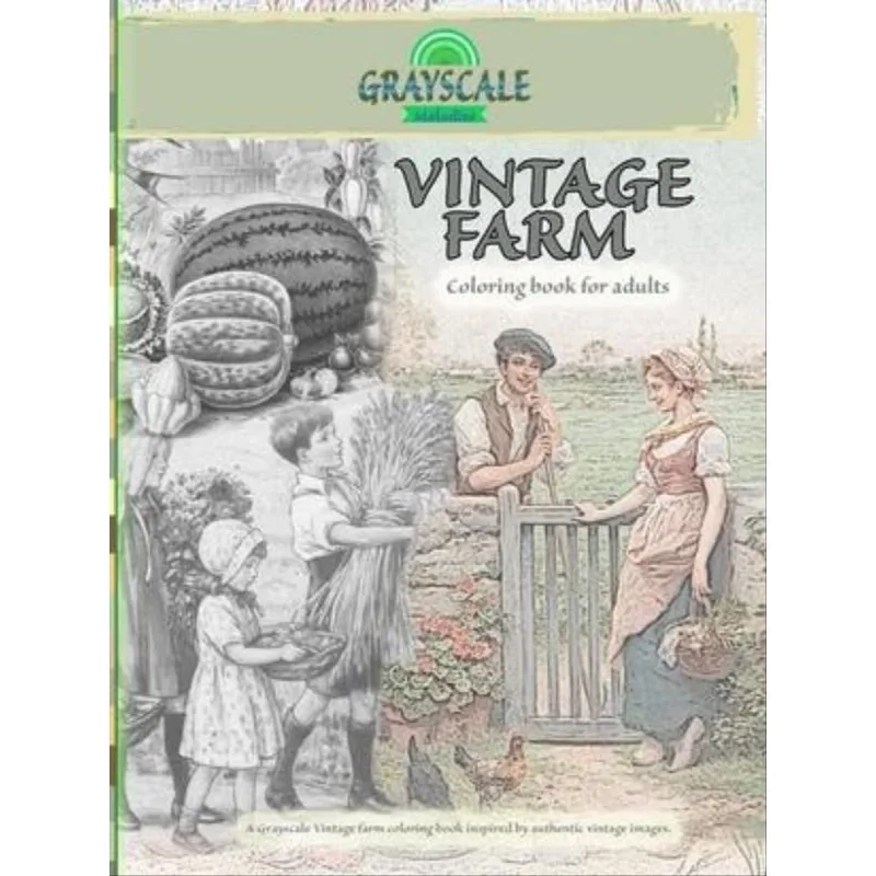 VINTAGE FARM COLORING BOOK FOR ADULTS