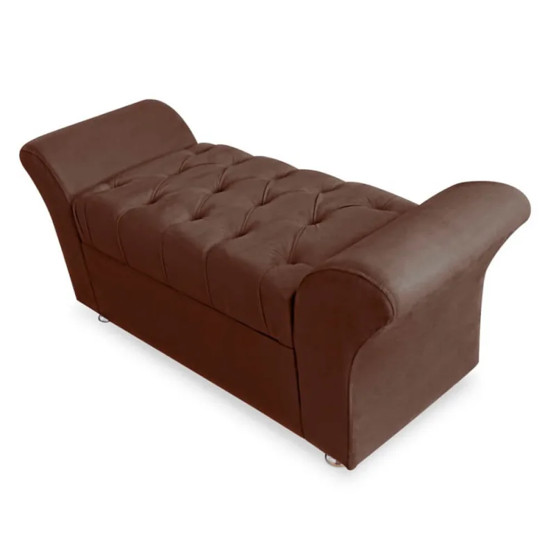 Calçadeira Baú Veneza Casal 140cm Suede - Ecotec Decor - Não Disponível - Móveis